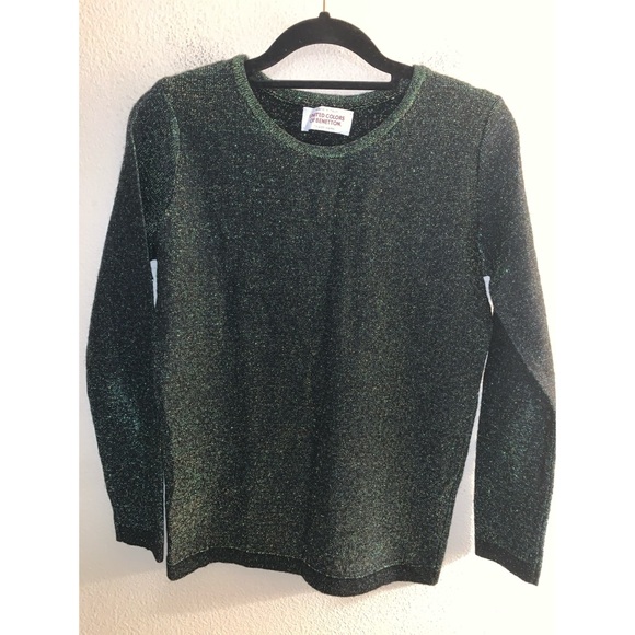 United Colors Of Bennetton Green Sparkle Sweater Women’s XS - Picture 1 of 5